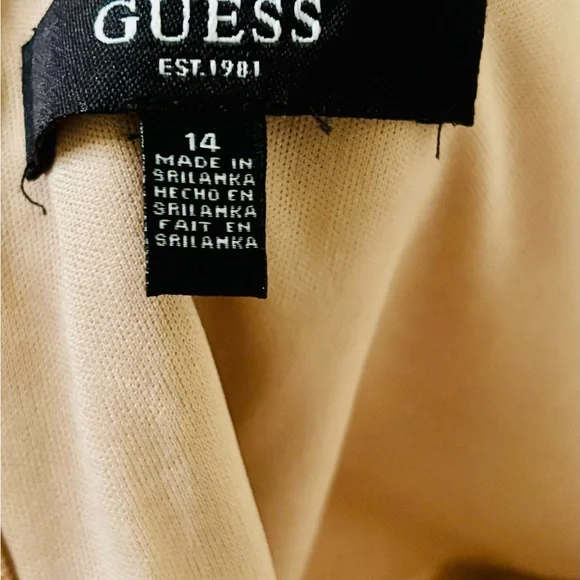 Guess Sz 14 Cream and White Embroidered Mesh Cutout Backless MIDI Dress w Slit - Picture 10 of 16